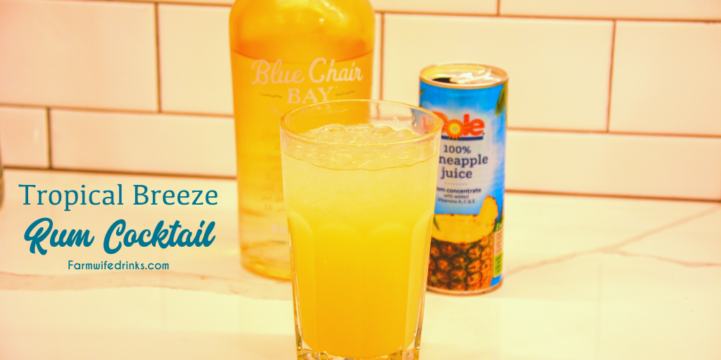 Tropical breeze rum drink is a combination of pineapple juice and banana rum with a splash of lemon-lime soda for the delicious Caribbean pineapple banana rum cocktail.