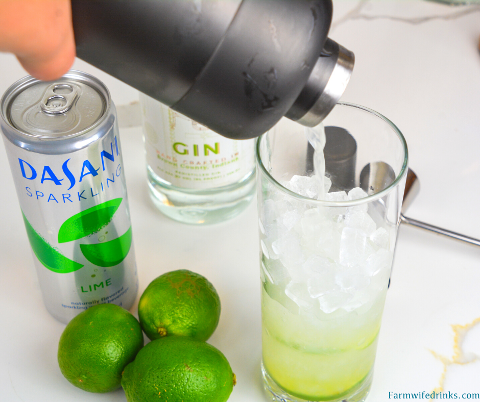 The gin rickey cocktail recipe is a highball cocktail made with fresh-squeezed lime juice, gin, and soda water.