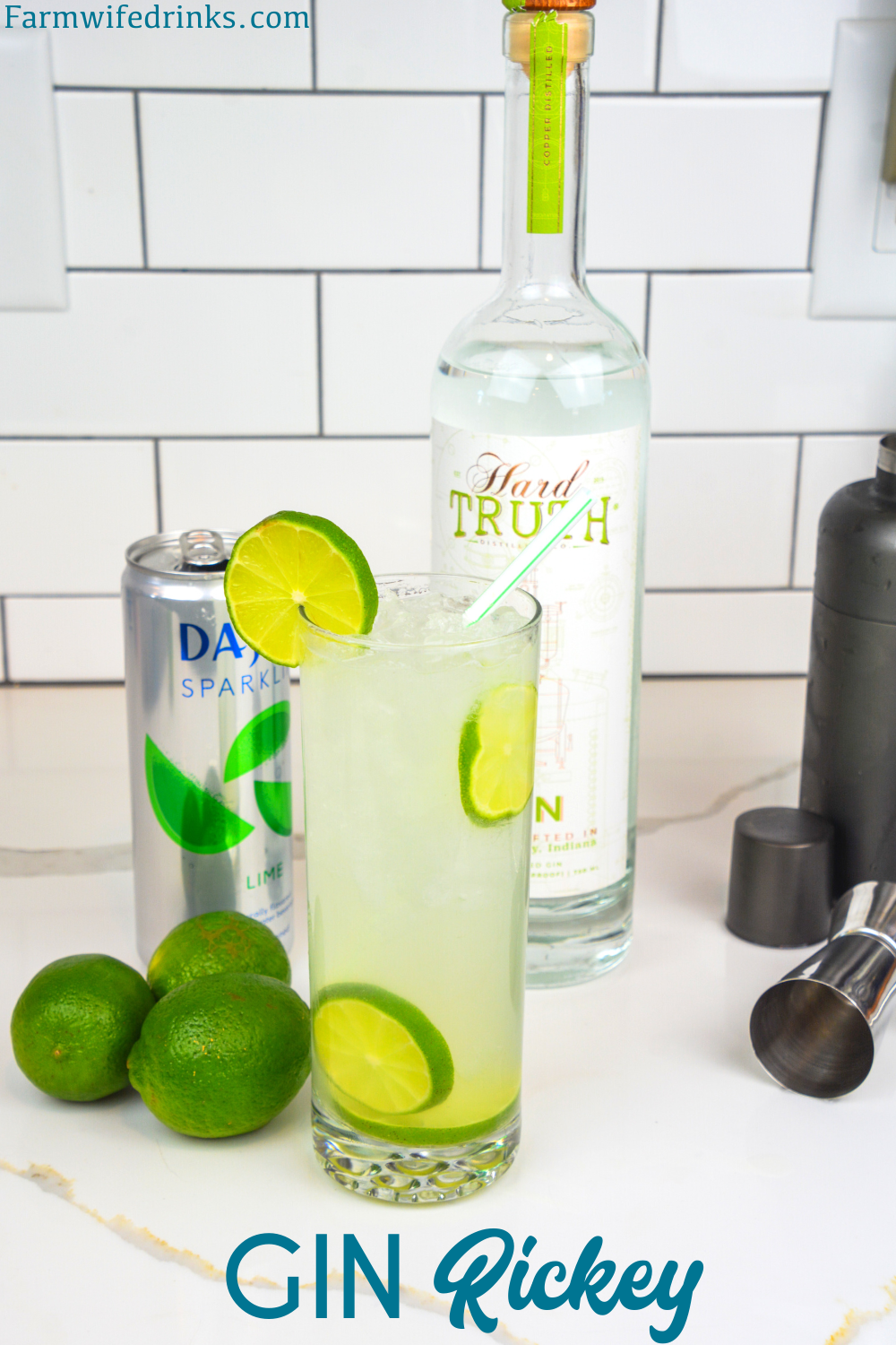 The gin rickey cocktail recipe is a highball cocktail made with fresh-squeezed lime juice, gin, and soda water.