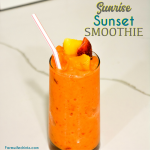 Sunrise Sunset Smoothie is a mango, pineapple, strawberry, orange juice smoothie that is the copycat version of the Tropical Smoothie sunrise sunset smoothie.