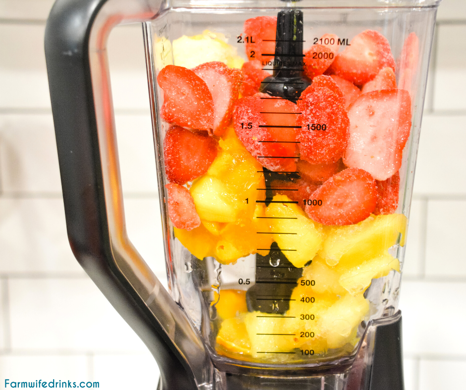 Sunrise Sunset Smoothie is a mango, pineapple, strawberry, orange juice smoothie that is the copycat version of the Tropical Smoothie sunrise sunset smoothie.