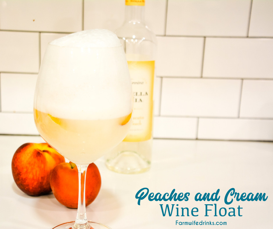 Peaches and Cream Wine Float Recipes combines a Moscato wine with vanilla bean ice cream and fresh peaches for the most decadent white wine float that can also serve for an amazing dessert drink.