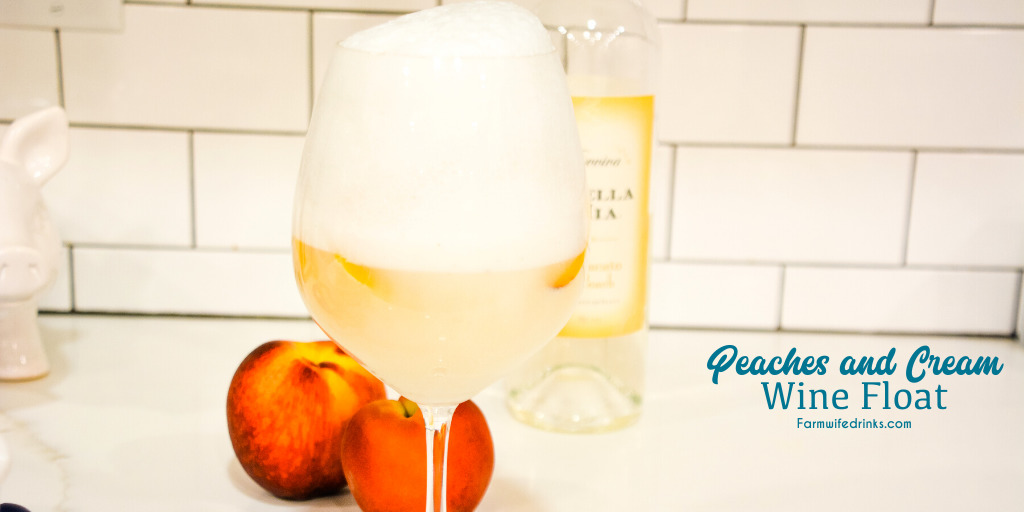 Peaches and Cream Wine Float Recipes combines a Moscato wine with vanilla bean ice cream and fresh peaches for the most decadent white wine float that can also serve for an amazing dessert drink.