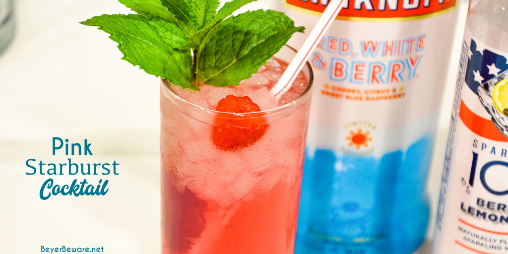 Pink Starburst vodka cocktail combines Smirnoff's Red, White, and Berry vodka with the berry lemonade Sparkling Ice water for an easy-sipping, low-carb cocktail that tastes just like starburst candy.