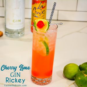 Pour the lime and gin into a highball glass filled with ice. The gin and juice will not fill the high ball glass to the rim.