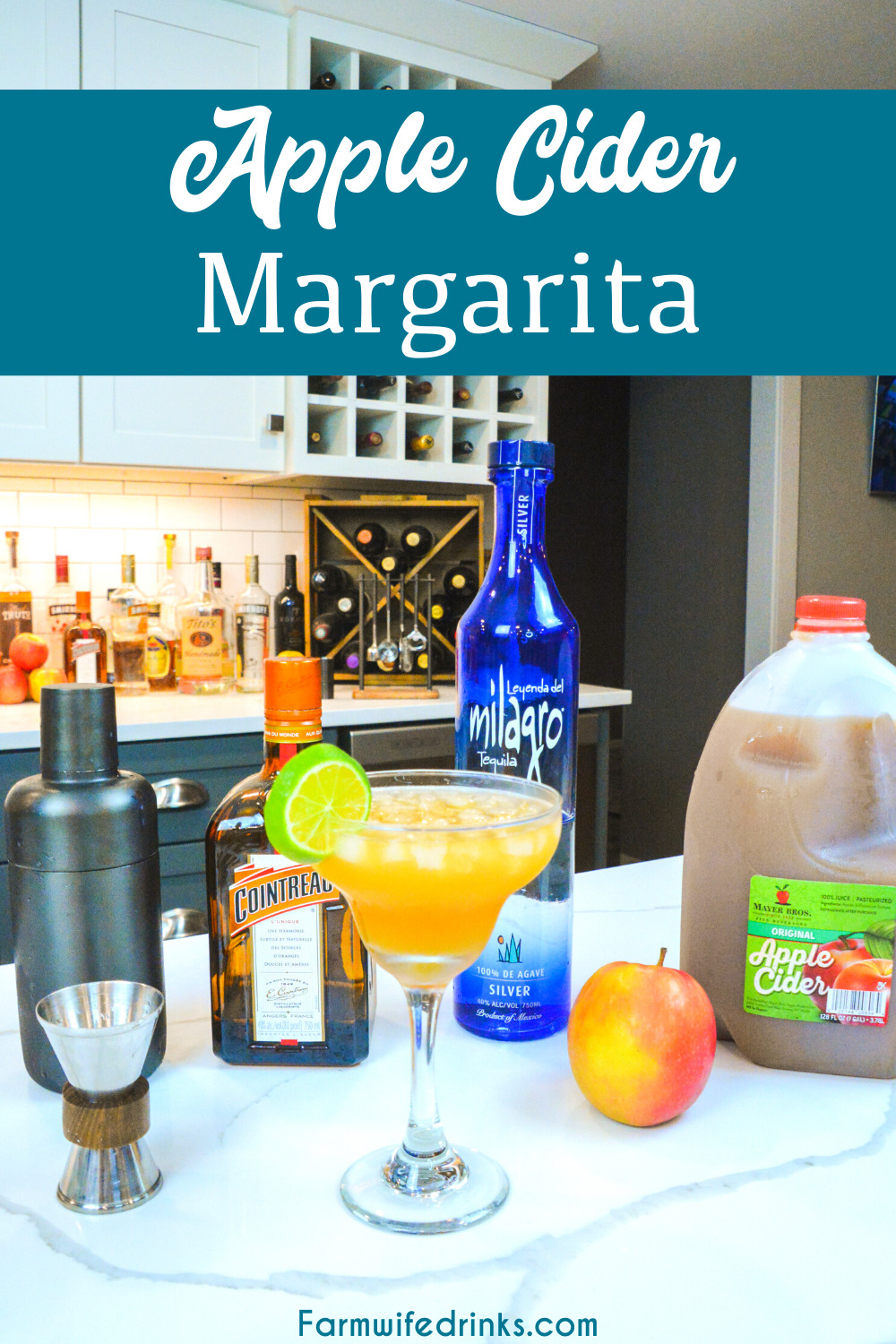 Apple Cider Margarita is the perfect fall margarita with the tequila, orange liquor, apple cider, and lime juice shaken together for an amazing fall cocktail.