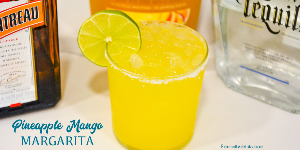 Pineapple mango margaritas are a simple three-ingredient margarita that is better than any mango margarita made with sweet and sour with the simple ingredients of pineapple mango juice, tequila, and Cointreau.