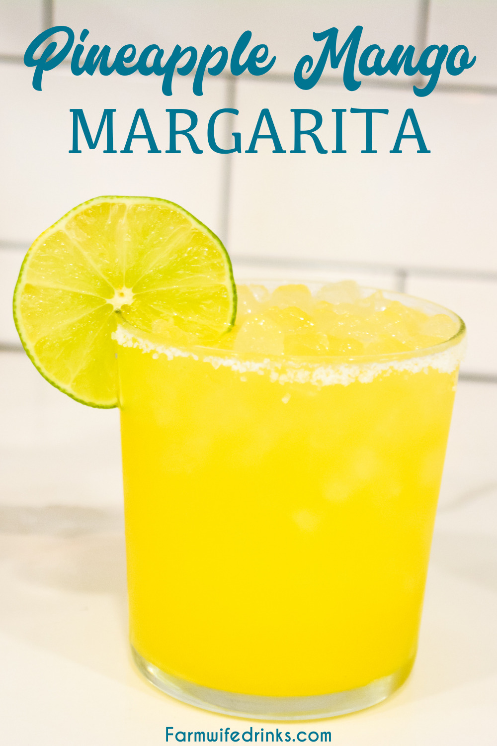 Pineapple mango margaritas are a simple three-ingredient margarita that is better than any mango margarita made with sweet and sour with the simple ingredients of pineapple mango juice, tequila, and Cointreau.