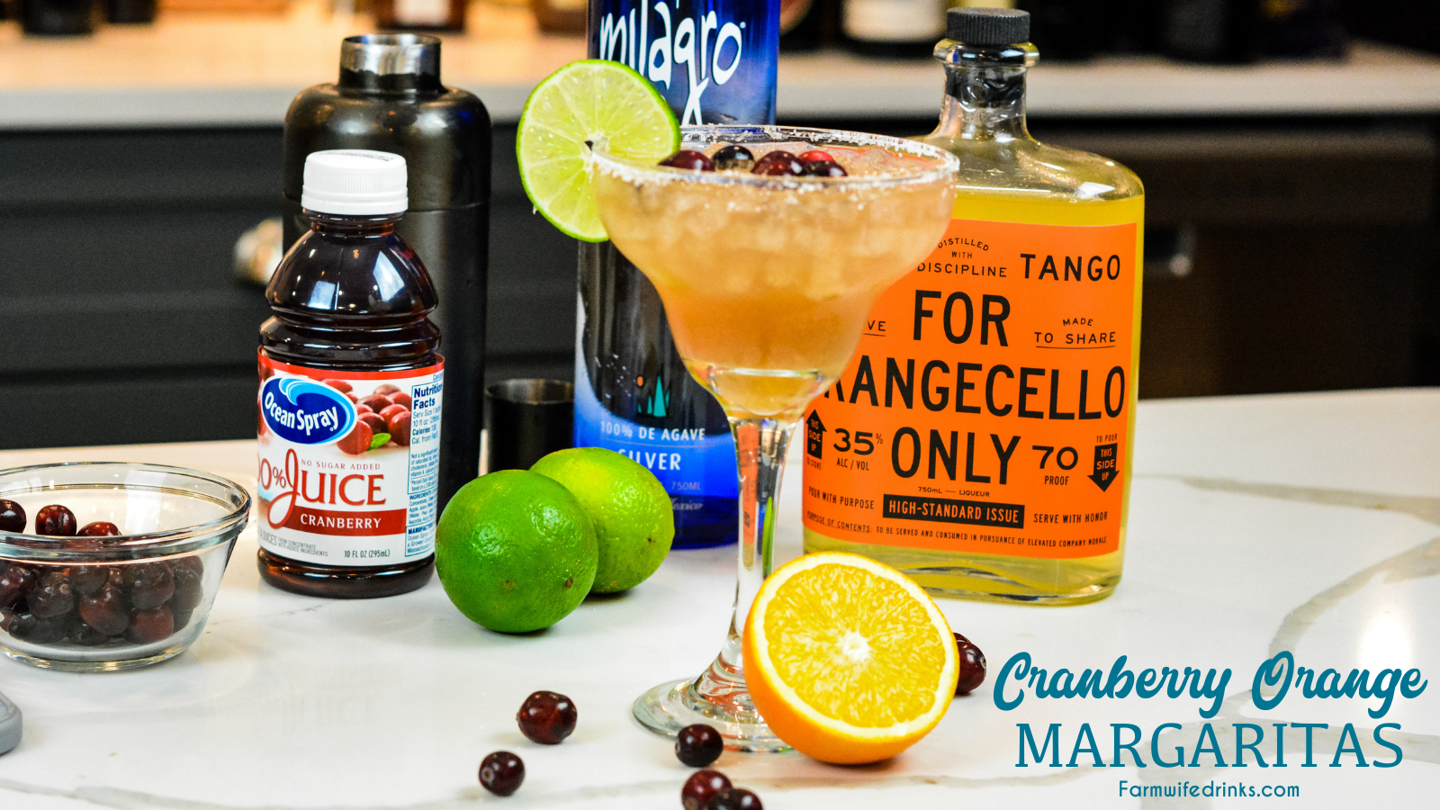 Cranberry orange margaritas are the combination of orangecello and tequila with orange, cranberry and lime juices to make a margarita that tastes like Christmas.