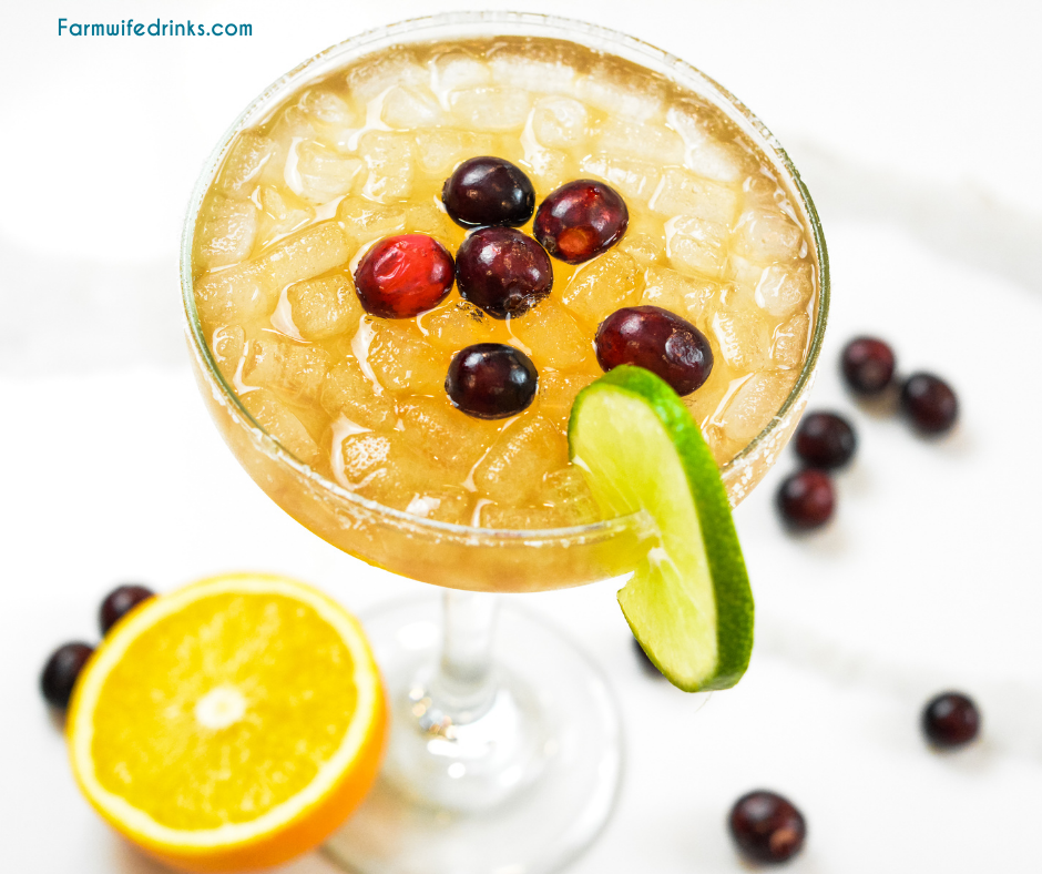 Cranberry orange margaritas are the combination of orangecello and tequila with orange, cranberry and lime juices to make a margarita that tastes like Christmas.