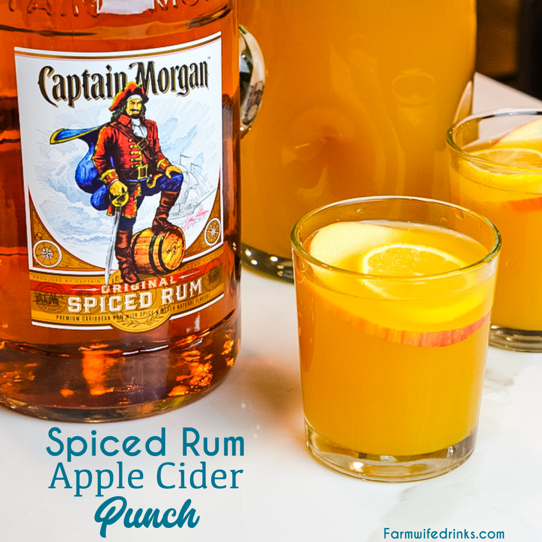 Apple cider punch is a simple fall punch recipe made with apple cider, pineapple juice, and ginger ale that is perfect to be topped off with spiced rum like Captain Morgan, amaretto or vodka.