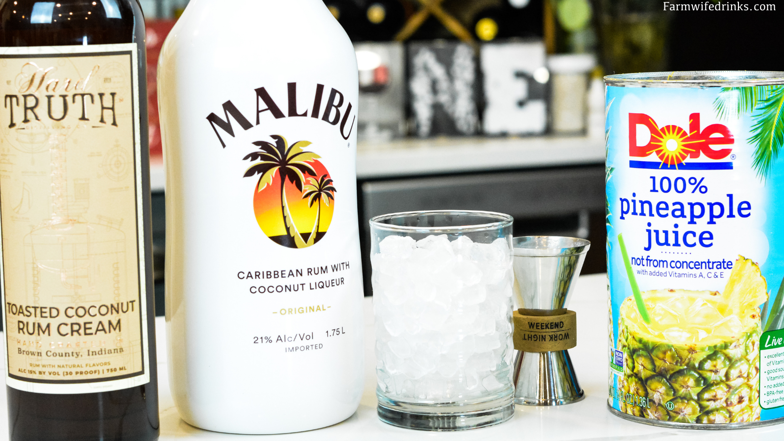 Toasted coconut pineapple cream cocktail is a smooth tropical drink combining Malibu rum and toasted coconut rum creme with pineapple juice. 