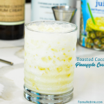 Toasted coconut rum pineapple cream cocktail is a smooth tropical drink combining Malibu rum and toasted coconut rum creme with pineapple juice.