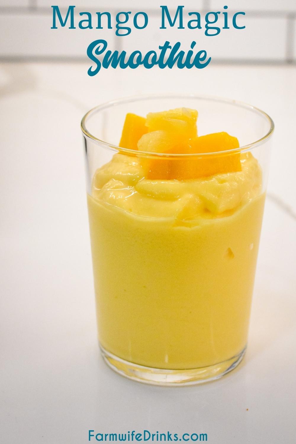 Mango Magic Smoothie is the current smoothie obsession by my swimmer that is made as a copycat to the Tropical Smoothie Cafe smoothie with just three simple ingredients of mango, pineapple, and greek yogurt.