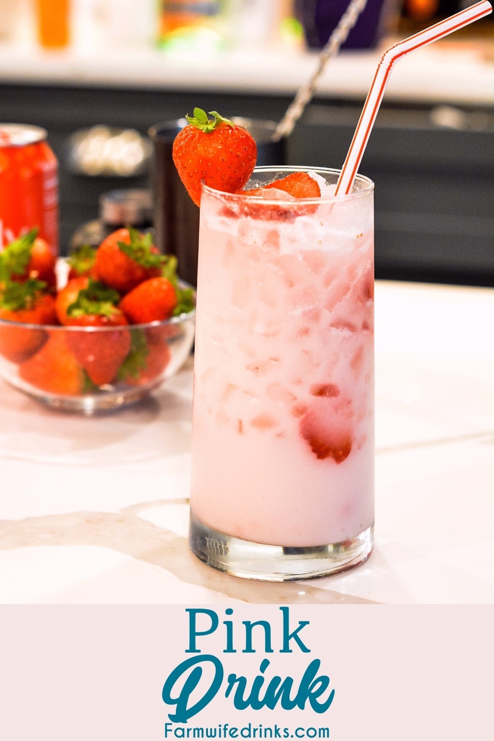 Copycat Starbucks pink drink is a simple combination of cream of coconut, freeze-dried strawberries, fresh strawberries, and sparkling strawberry water makes this drink simple yet refreshing to make.