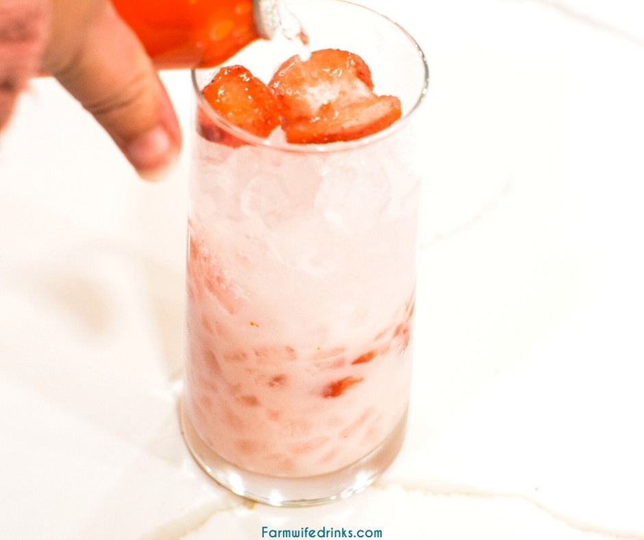 Copycat Starbucks pink drink is a simple combination of cream of coconut, freeze-dried strawberries, fresh strawberries, and sparkling strawberry water makes this drink simple yet refreshing to make.