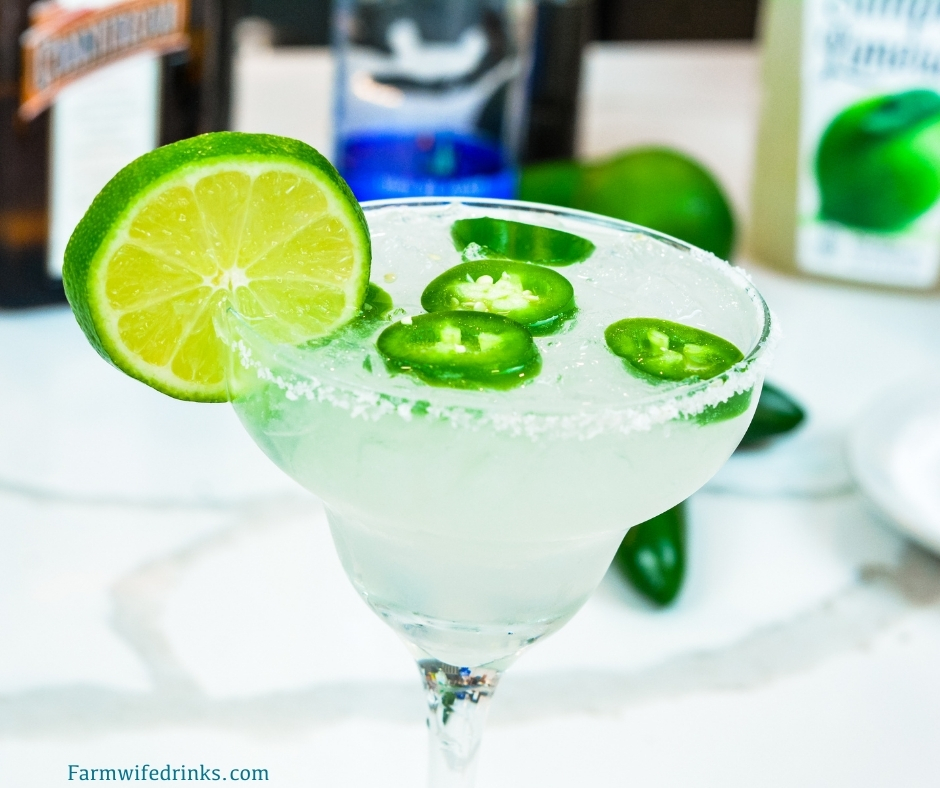 This spicy margarita does just that by combining a limeade, tequila, Cointreau with a bit of jalapeno for fresh jalapeno margaritas.