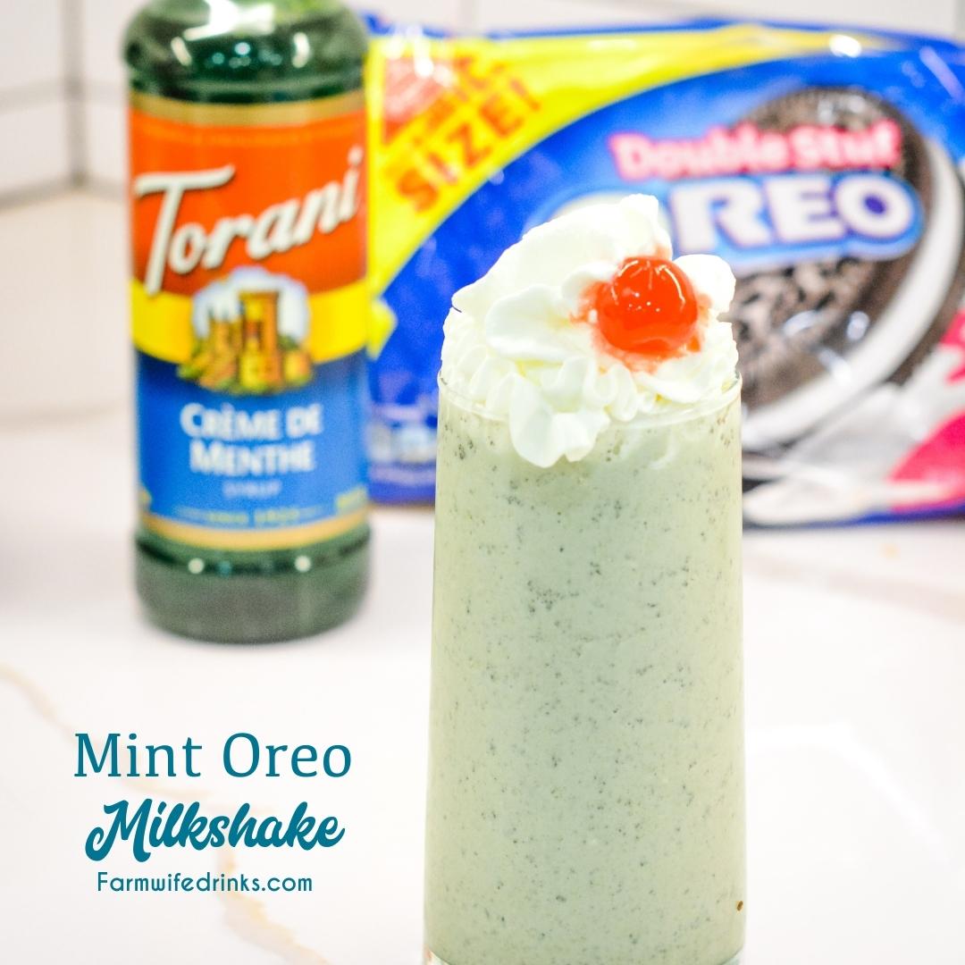 Mint Oreo Milkshakes combine creme de menthe syrup, ice cream, milk, and oreo cookies to make the smooth and creamy mint chocolate milkshake.