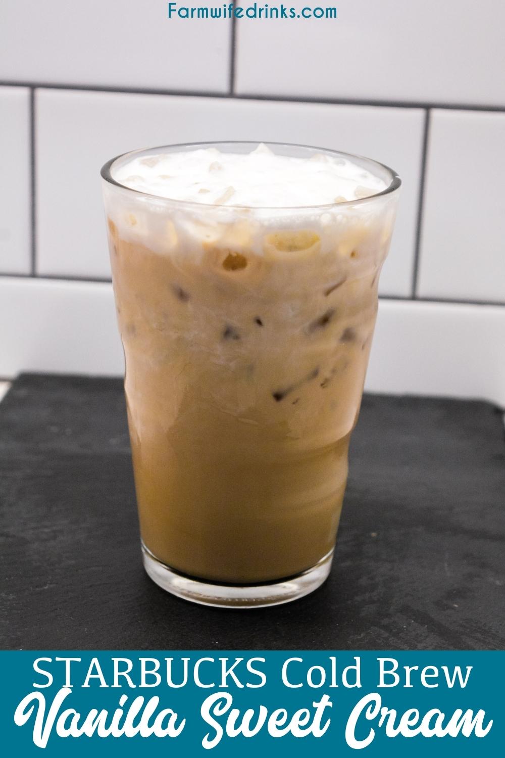 The coveted Starbucks vanilla sweet cream and cold foam can be made at home with heavy cream, vanilla syrup and milk with a little help from a mason jar.