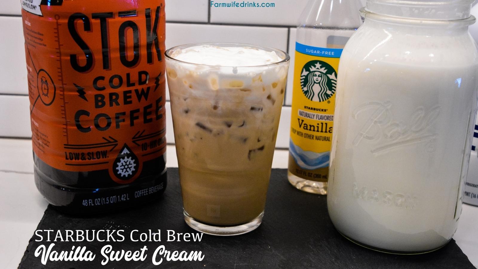 The coveted Starbucks vanilla sweet cream and cold foam can be made at home with heavy cream, vanilla syrup and milk with a little help from a mason jar.