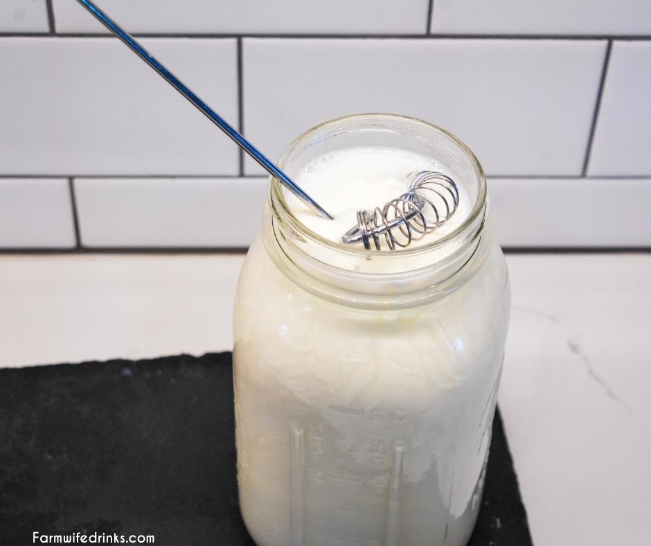 The coveted Starbucks vanilla sweet cream and cold foam can be made at home with heavy cream, vanilla syrup and milk with a little help from a mason jar.