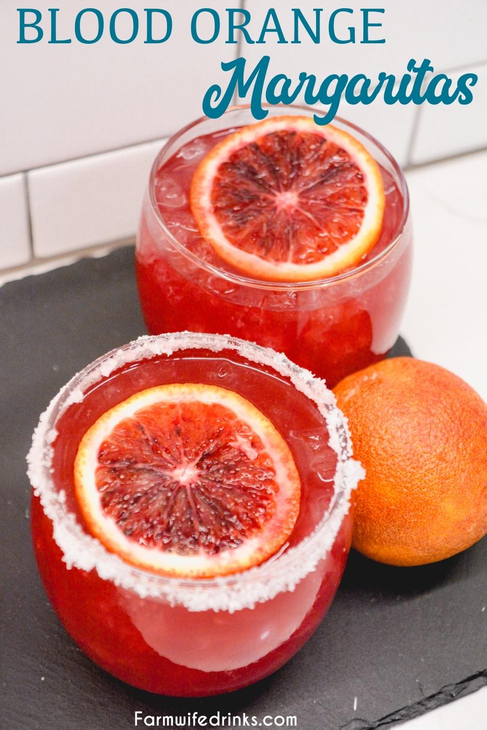 This simple blood orange margarita is made with fresh blood oranges and limes, simple syrup, tequila, and Cointreau for a quick and delicious fruity forward margarita