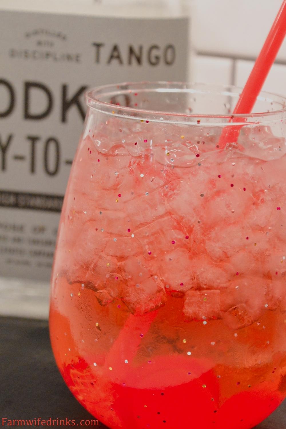 The dirty Shirley Temple cocktail is simple to make vodka cocktail with three ingredients of Sprite, maraschino cherries and vodka.