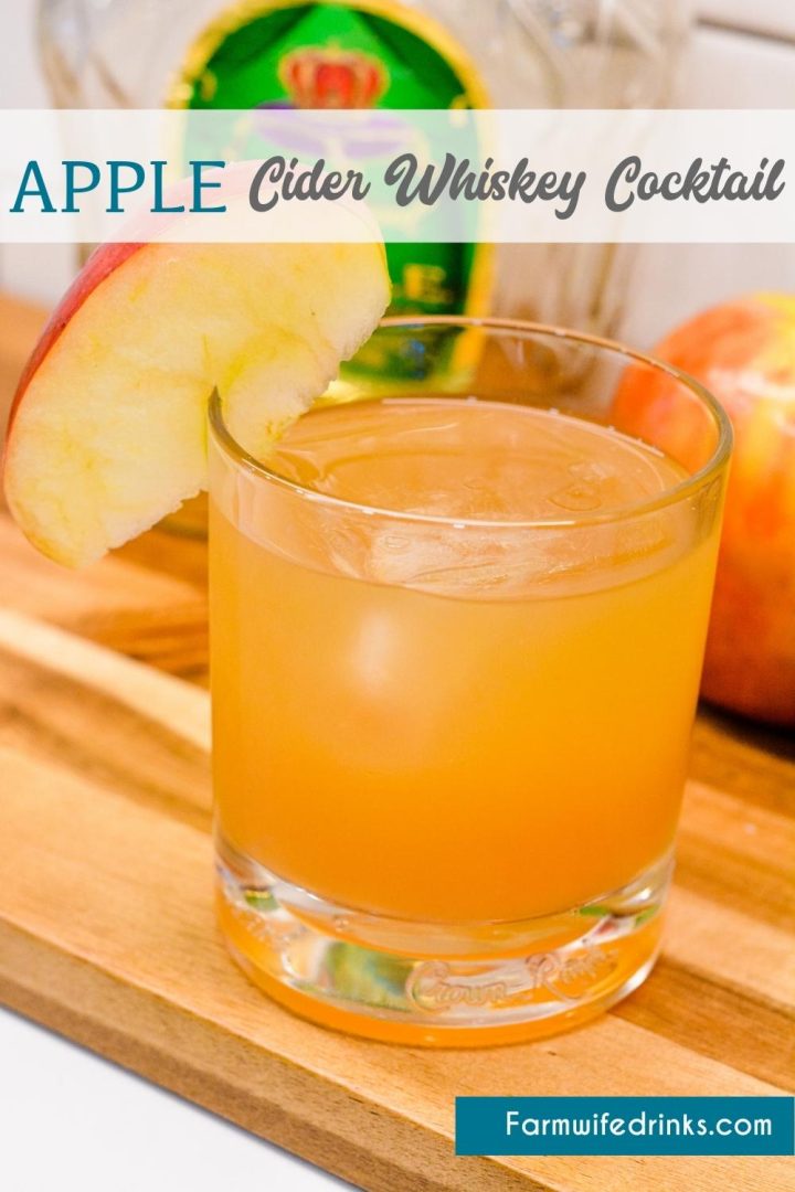 Apple cider whiskey cocktail is a simple 2-ingredient drink made with apple cider and Crown Royal Apple Whiskey.