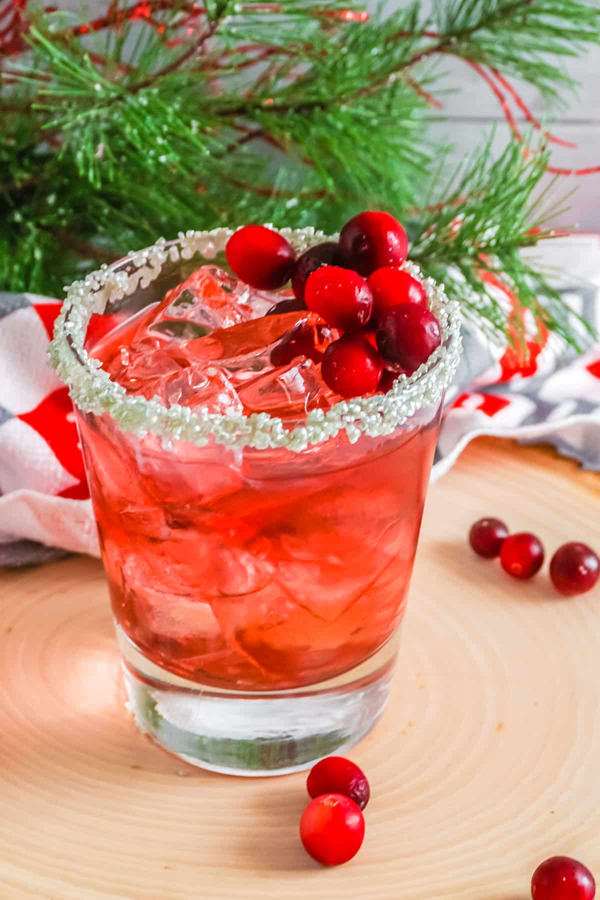 sugar rimmed Cranberry Margarita Cocktail.