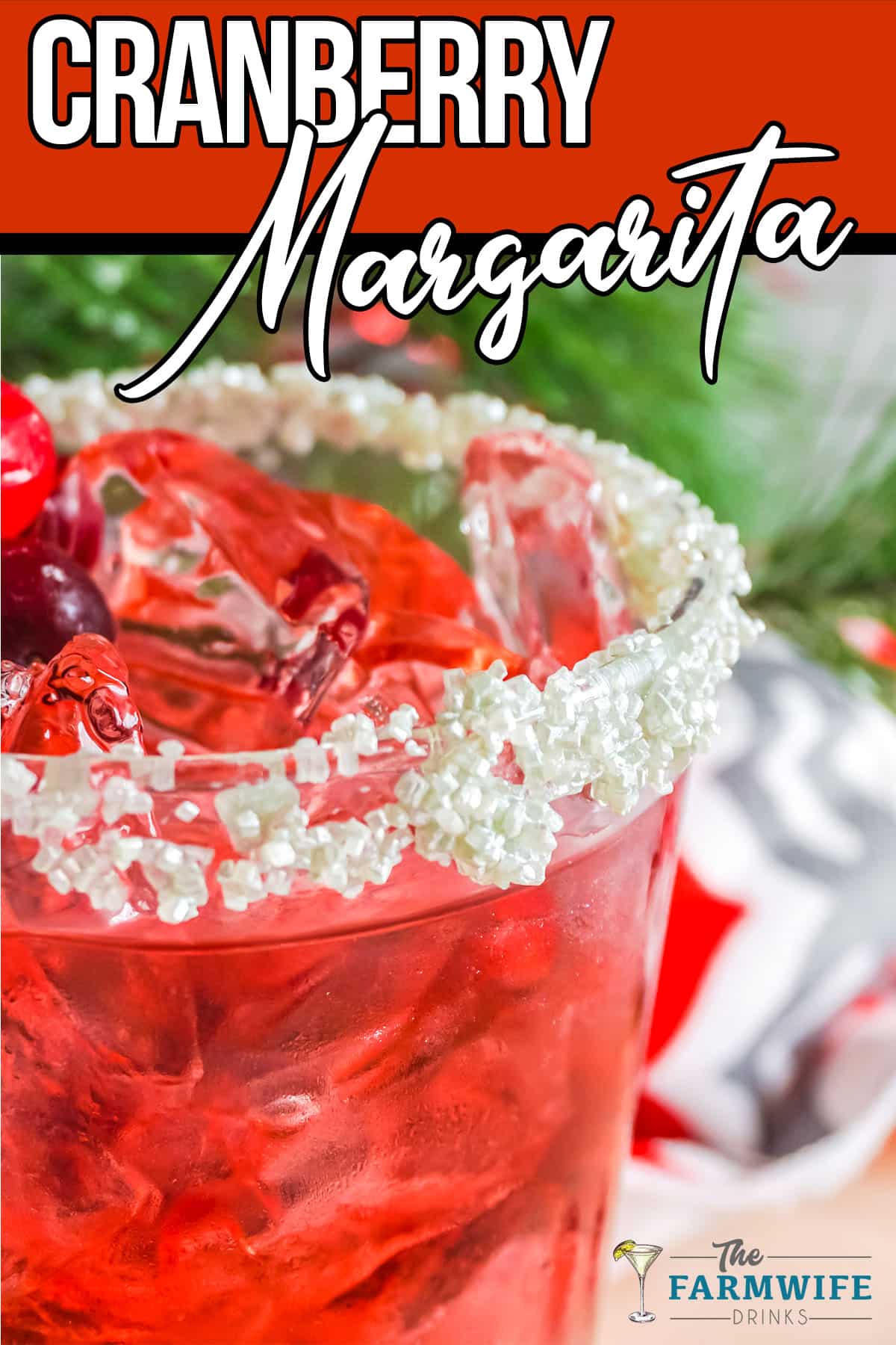 Cranberry Margarita with Silver sugared rim.