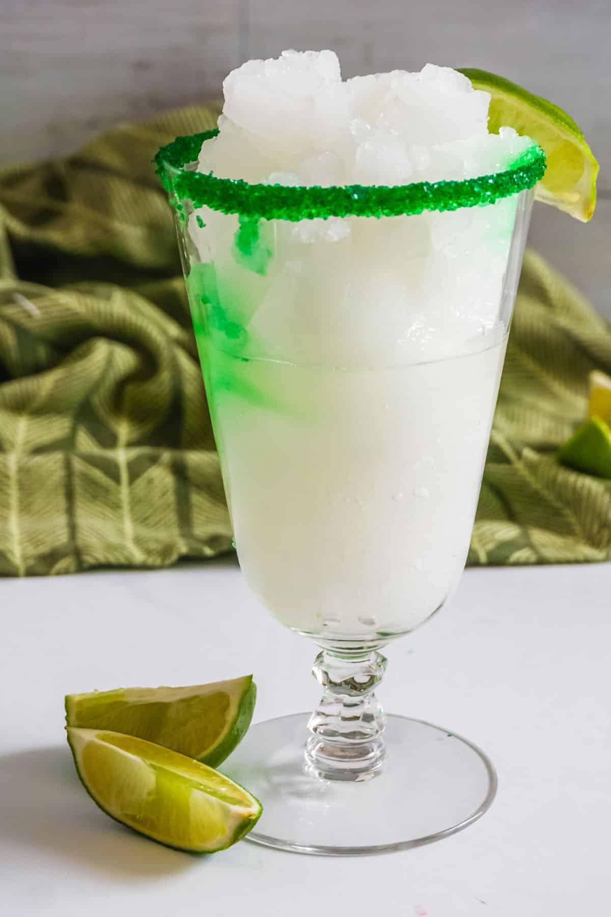 Lime slices, on top of Frozen Limeade.