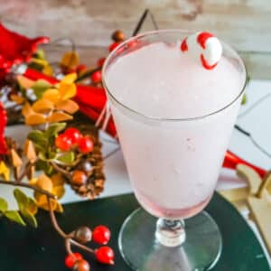 Red Berries along side Frozen Peppermint Punch Mocktail.