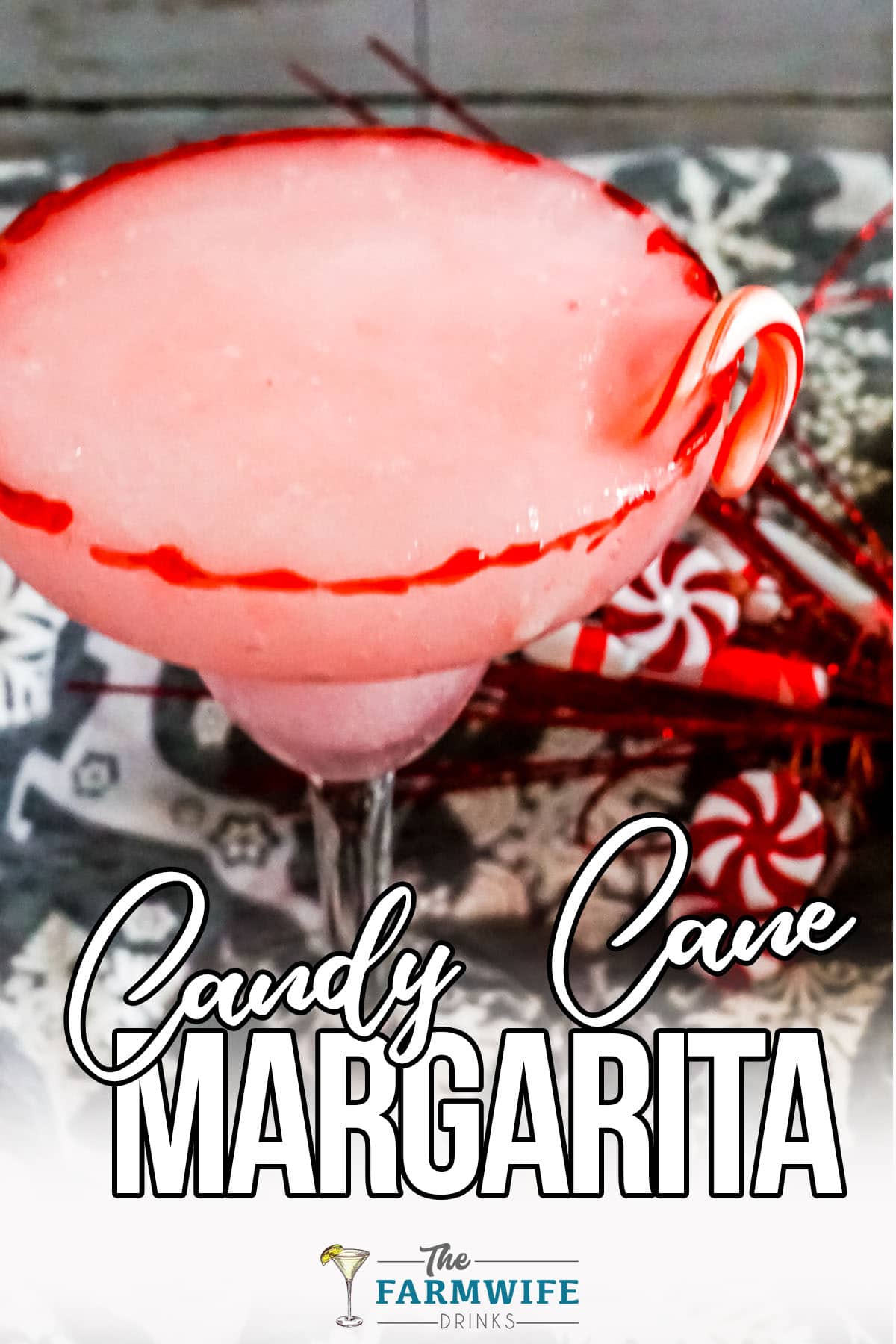 Red rimmed Frozen Candy Cane Margarita.