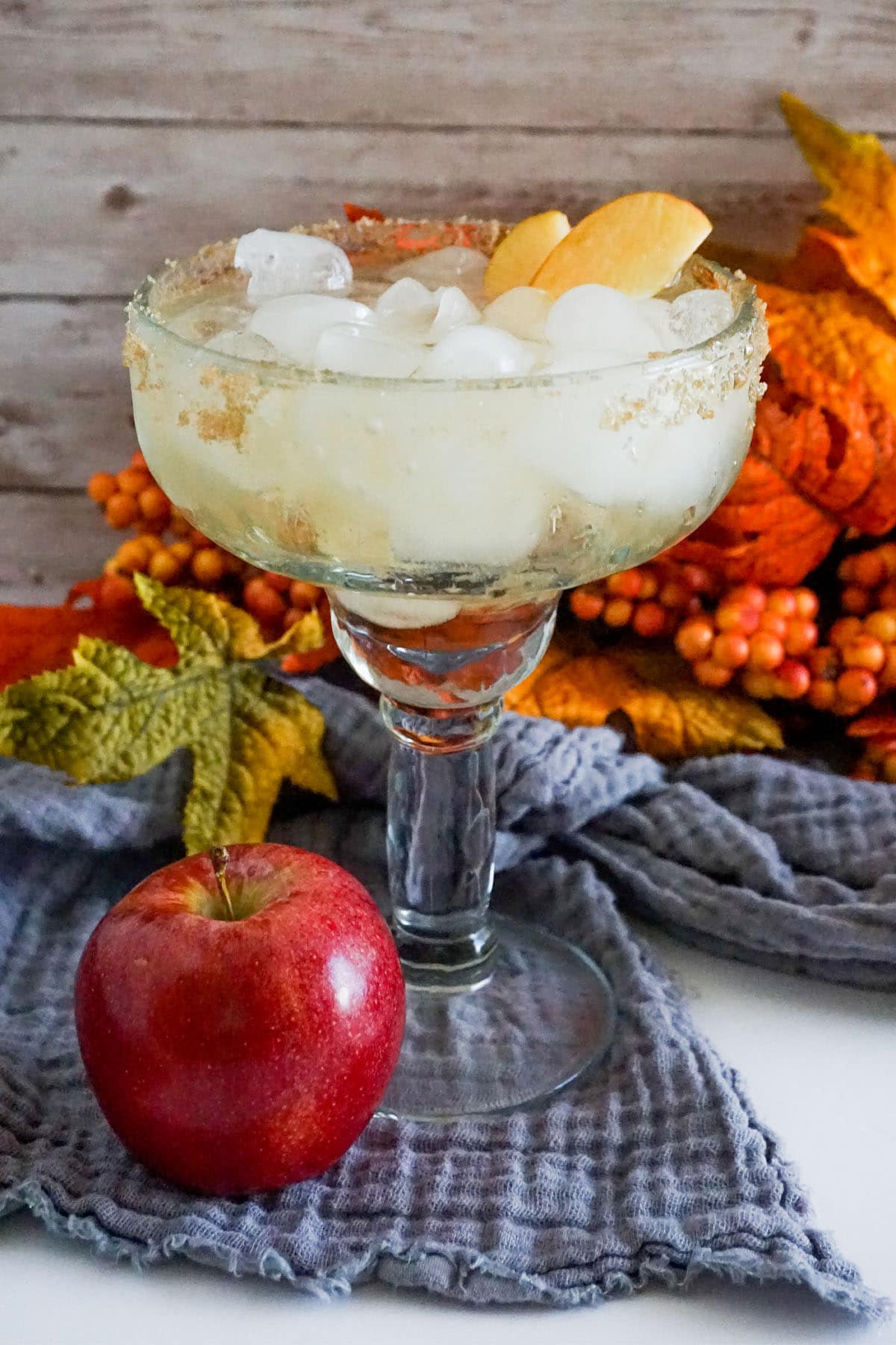 Apple displayed with Caramel Apple Margarita glass.