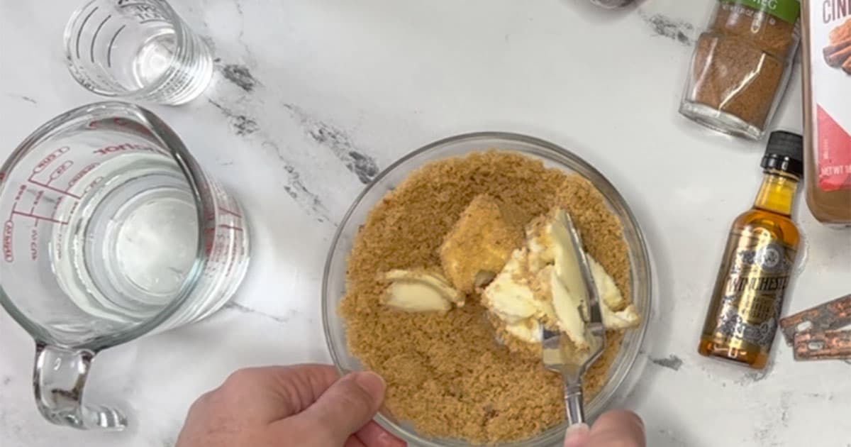 Mixing of butter, brown sugar and spices.