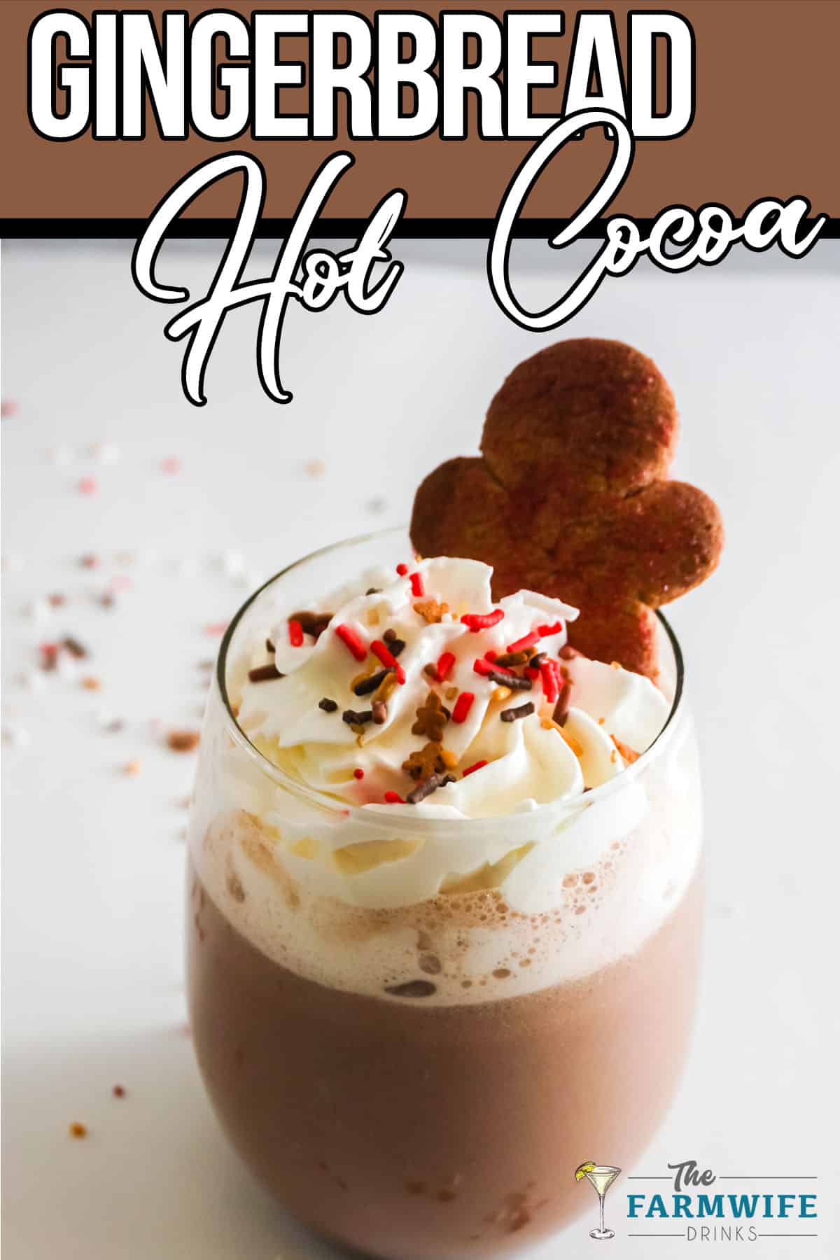 Gingerbread Hot Cocoa with Cookie and wording above.