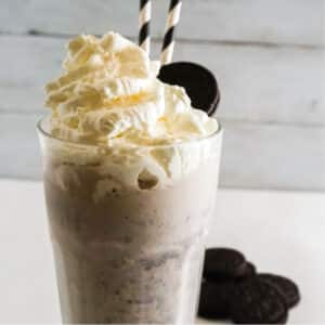 Oreo Milkshake front view with straws.