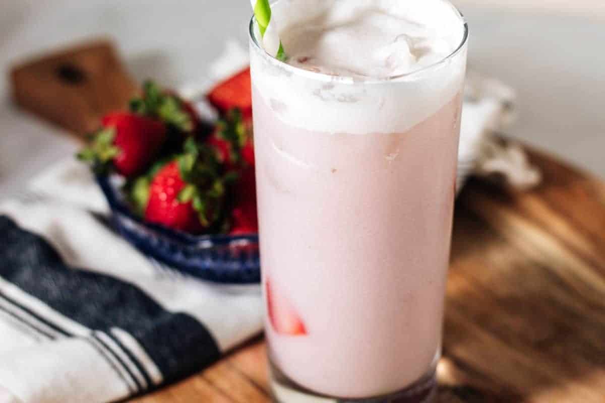 pink drink with vanilla cold foam copycat starbucks refreshers drink recipe