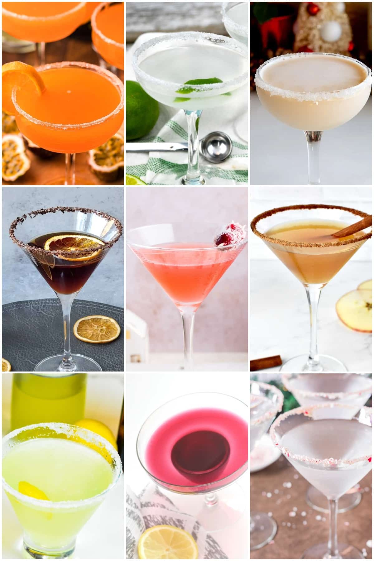 photo collage of martini recipes