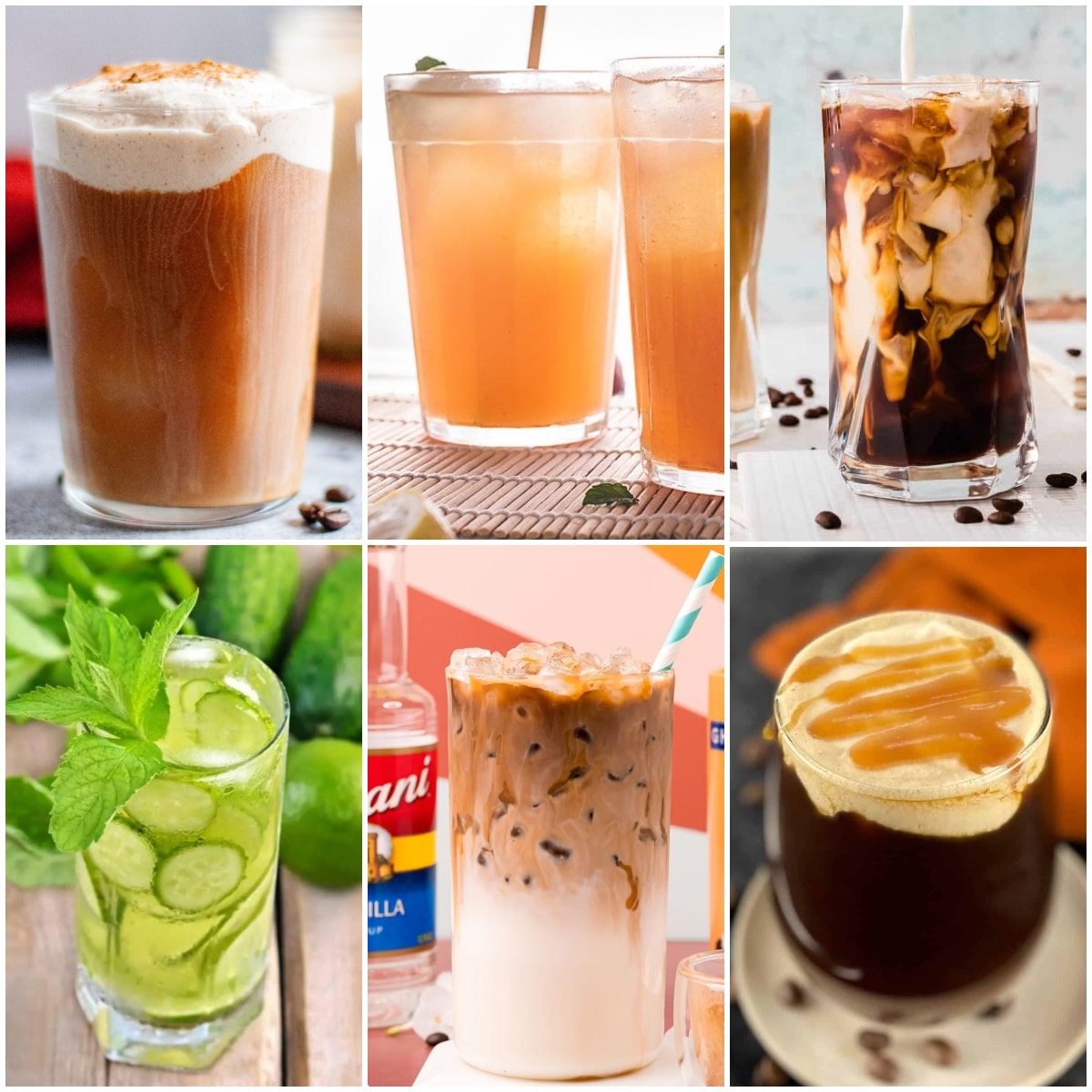 photo collage of copycat starbucks cold drink recipes