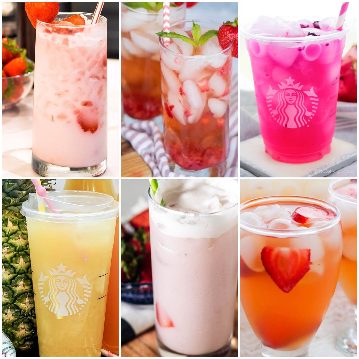 collage of photos of copycat starbucks refreshers drink recipe