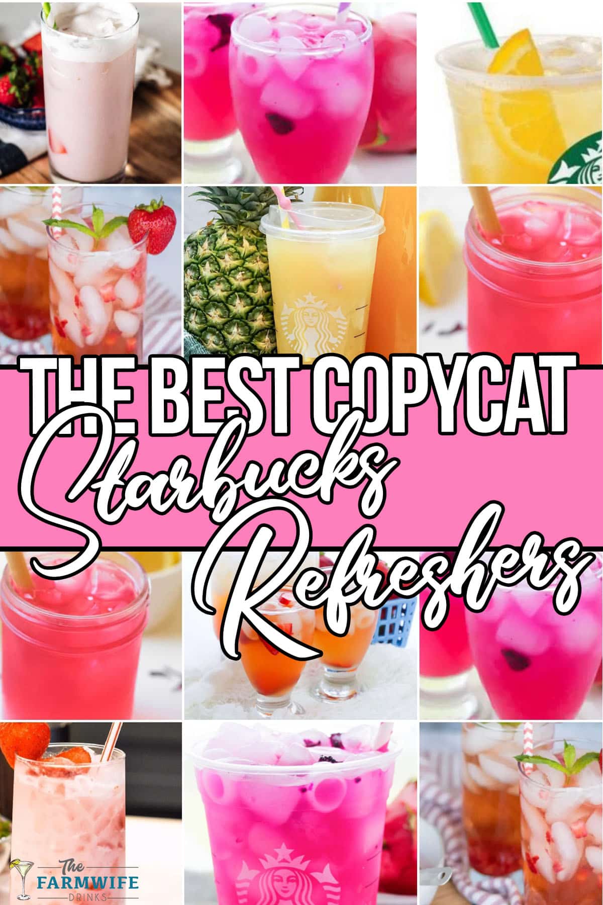 photo collage of starbucks refresheres dupes with text which reads the best copycat starbucks refreshers