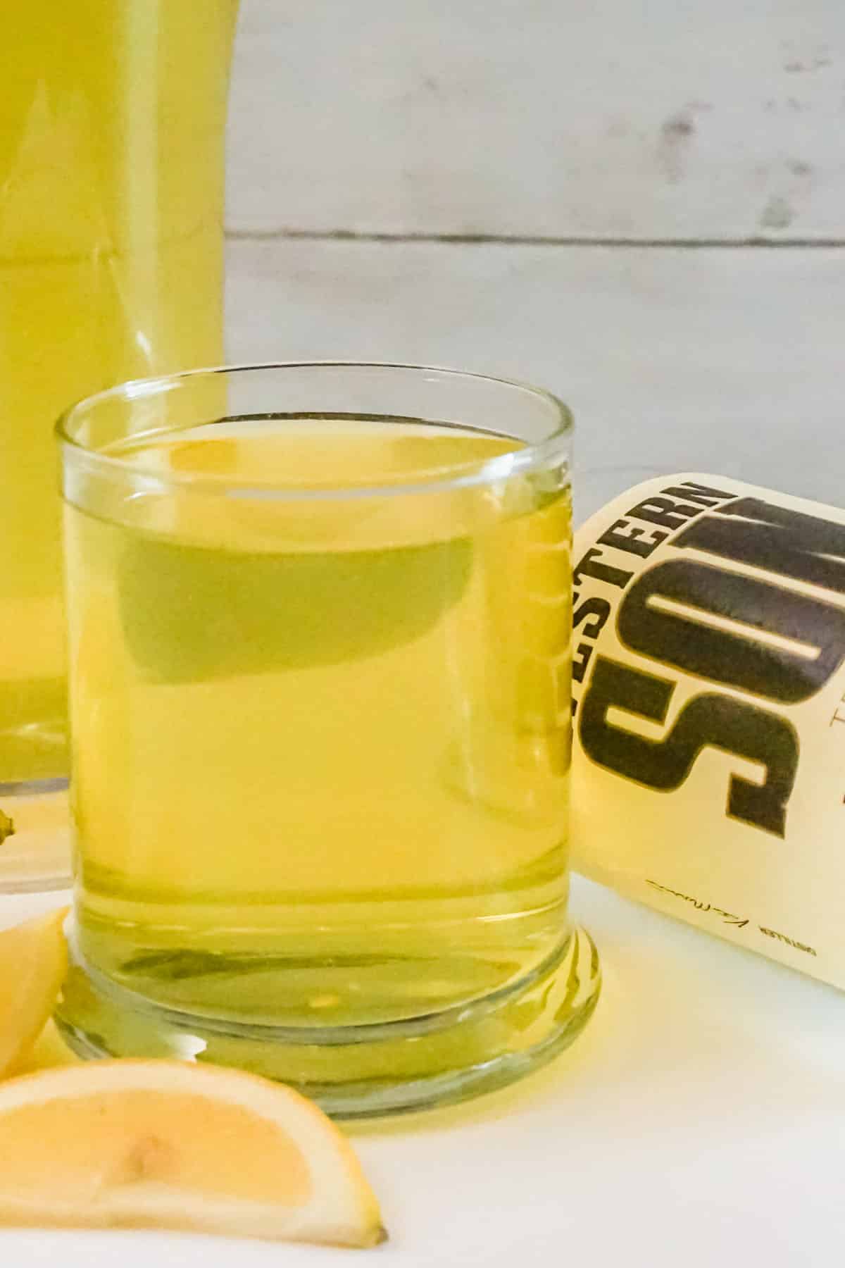 closeup of a glass of limoncello