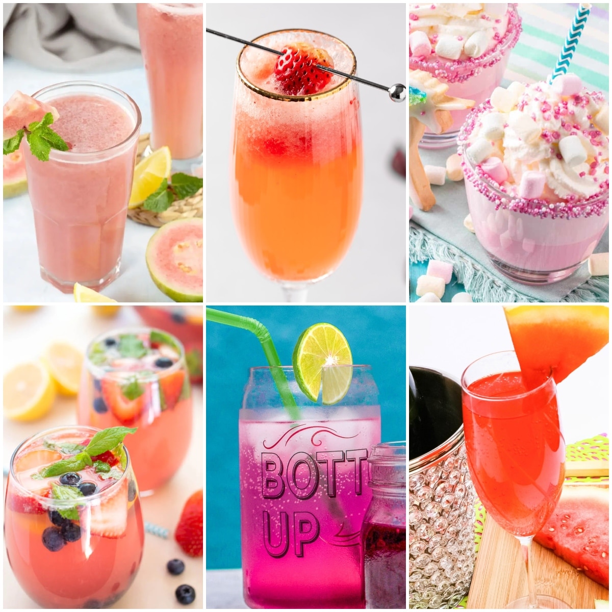photo collage of pink party drinks