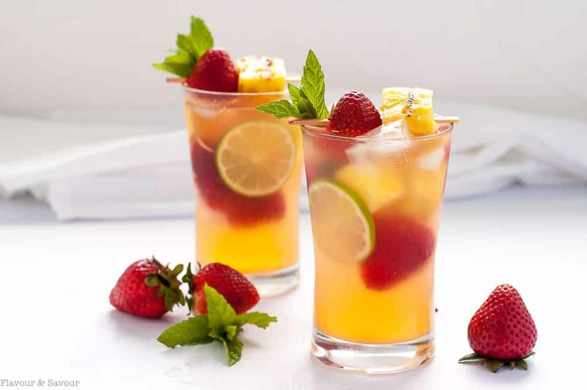 Grilled Pineapple Strawberry Sangria - Flavour and Savour