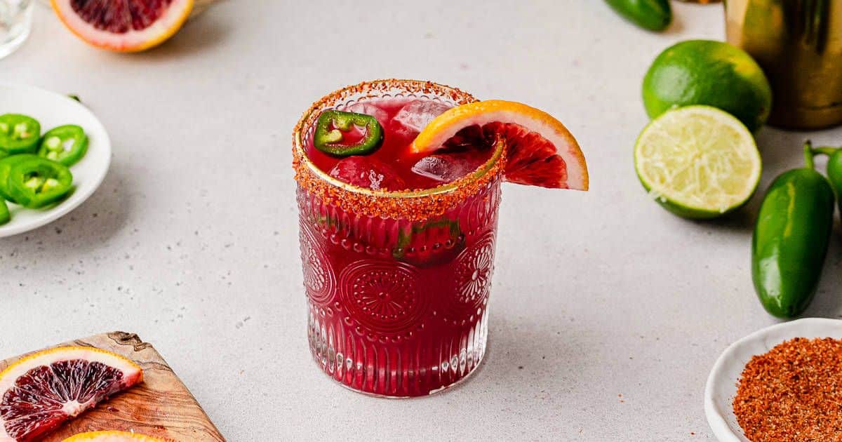 Spicy Blood Orange Margarita, refreshing with a kick of jalapeño spice