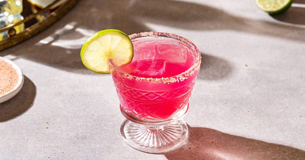 Prickly Pear Margarita, a tasty and refreshing pink tequila cocktail