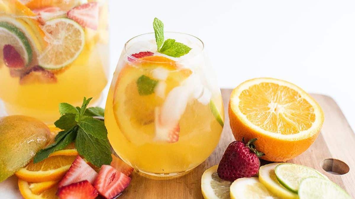 Super Easy Mango Citrus Berry White Sangria