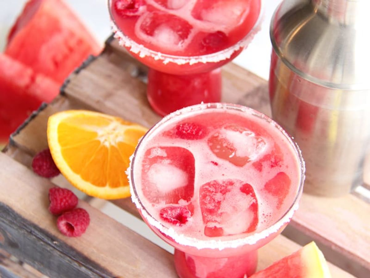 Healthy Watermelon Raspberry Margaritas