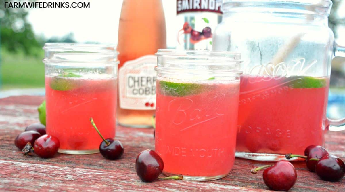 Cherry Limeade Sangria with Oliver Winery Cherry Cobbler Wine